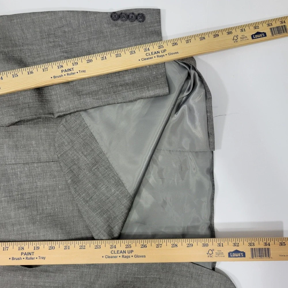 Calvin Klein Men's Sport‎ Coat Blazer Two Button Gray Herringbone Linen Wool 46R